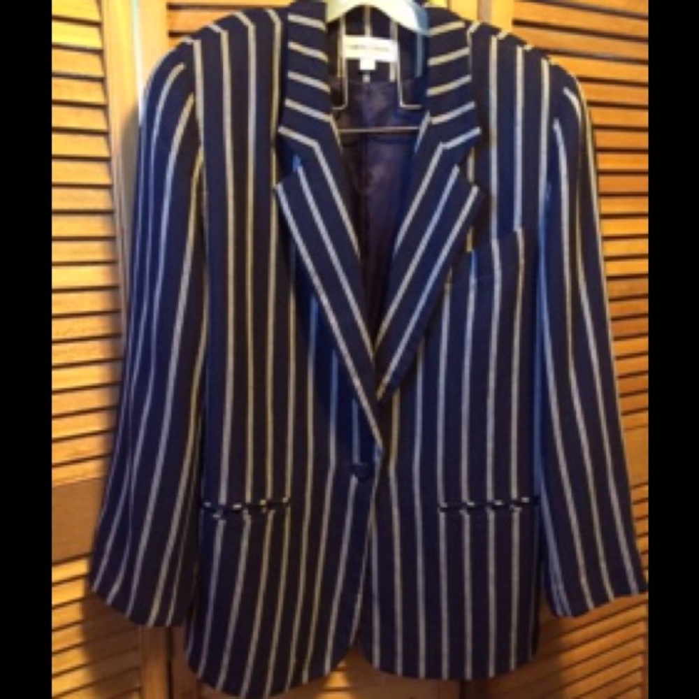 Casual Corner Navy and Beige Blazer